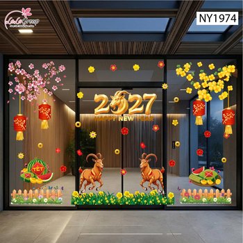 Combo Decal Trang Trí Tết Song Mùi Đón Xuân 2027