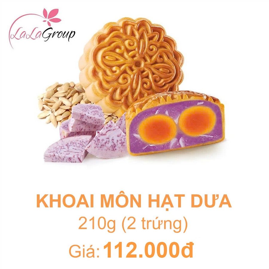 (KM2) Bánh trung thu Kido Khoai Môn Hạt Dưa 2 trứng 210g