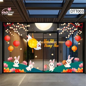 Combo Decal Trang Trí Trung Thu Thỏ Ngọc Vui Tết Đoàn Viên