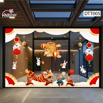 Combo Decal Trang Trí Trung Thu Đêm Hội Múa Lân Trăng Rằm