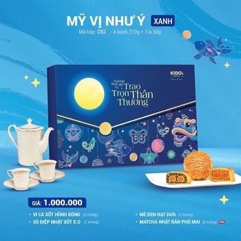 (CB2) Hộp 4 Bánh Trung Thu Kido Mỹ Vị Như Ý Xanh