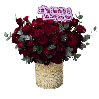 Giỏ Hoa Khai Trương Tone Đỏ Đắc Lộc Thành Công
