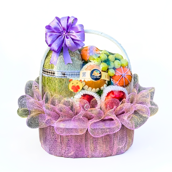 Giỏ Trái Cây Nhập Khẩu Tone Tím Pastel Kiêu Sa Thơ Mộng