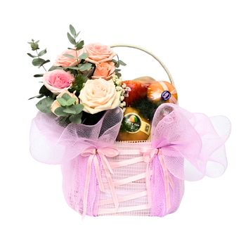 Giỏ Trái Cây Nhập Khẩu Tone Hồng Pastel Ngọt Ngào