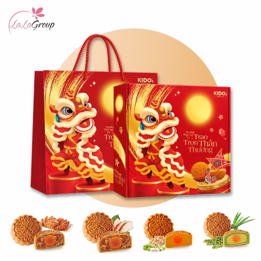 Hộp 4 Bánh Trung Thu KIDO Cát Tường (HỘP ĐỎ)