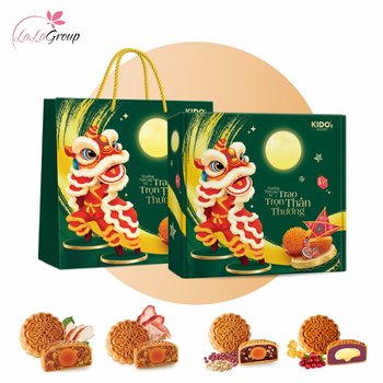 Hộp 4 Bánh Trung Thu KIDO Sum Vầy (Hộp Xanh)