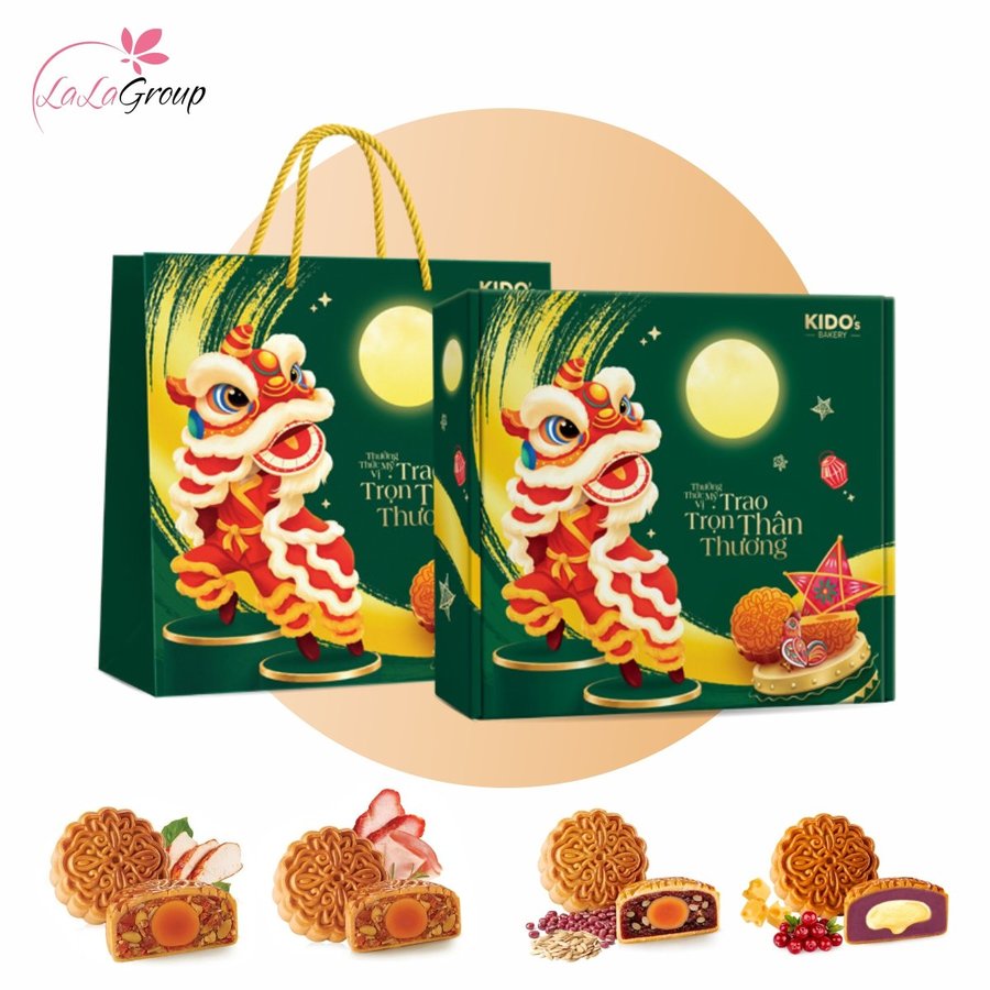 Hộp 4 Bánh Trung Thu KIDO Sum Vầy (Hộp Xanh)