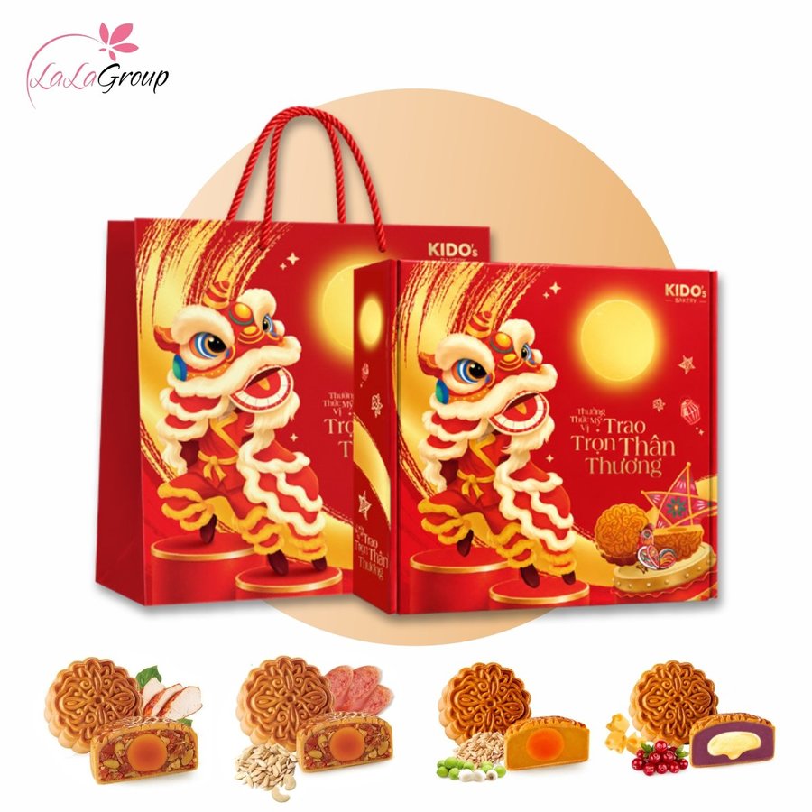 Hộp 4 Bánh Trung Thu Kido An Lạc (HỘP ĐỎ)