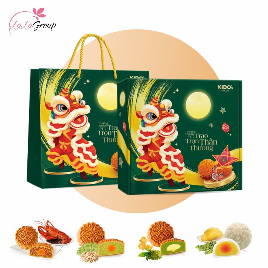 Hộp 4 Bánh Trung Thu KIDO Vinh Hoa (Hộp Xanh)
