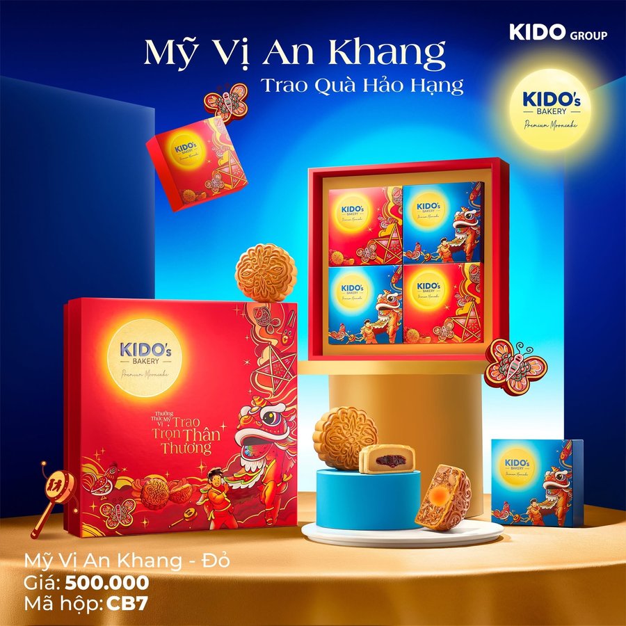 (CB7) Hộp 4 Bánh Trung Thu Kido Mỹ Vị An Khang Đỏ